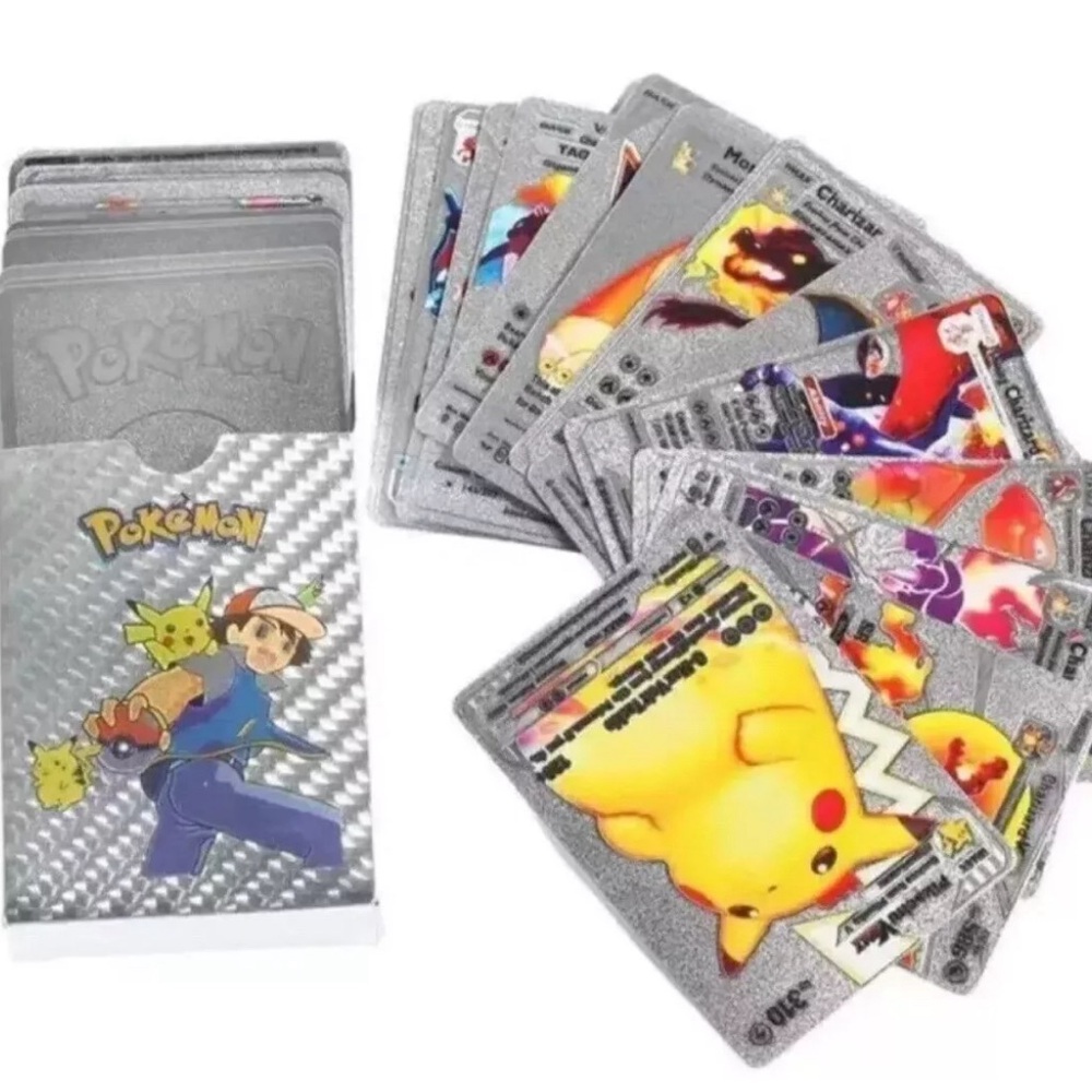 55 Pack Pokemon Cards Silver Foil Vmax GX Energy Card Pokemon Charizard Rare New - Picture 11 of 16